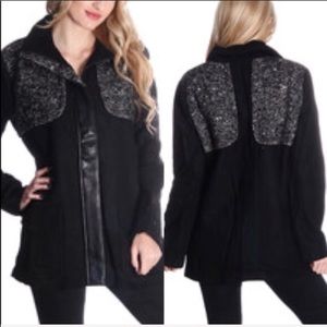 Black Coat with Faux Leather